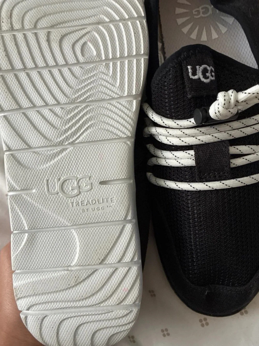 UGG Kids Black Sneakers with White Contrast Laces